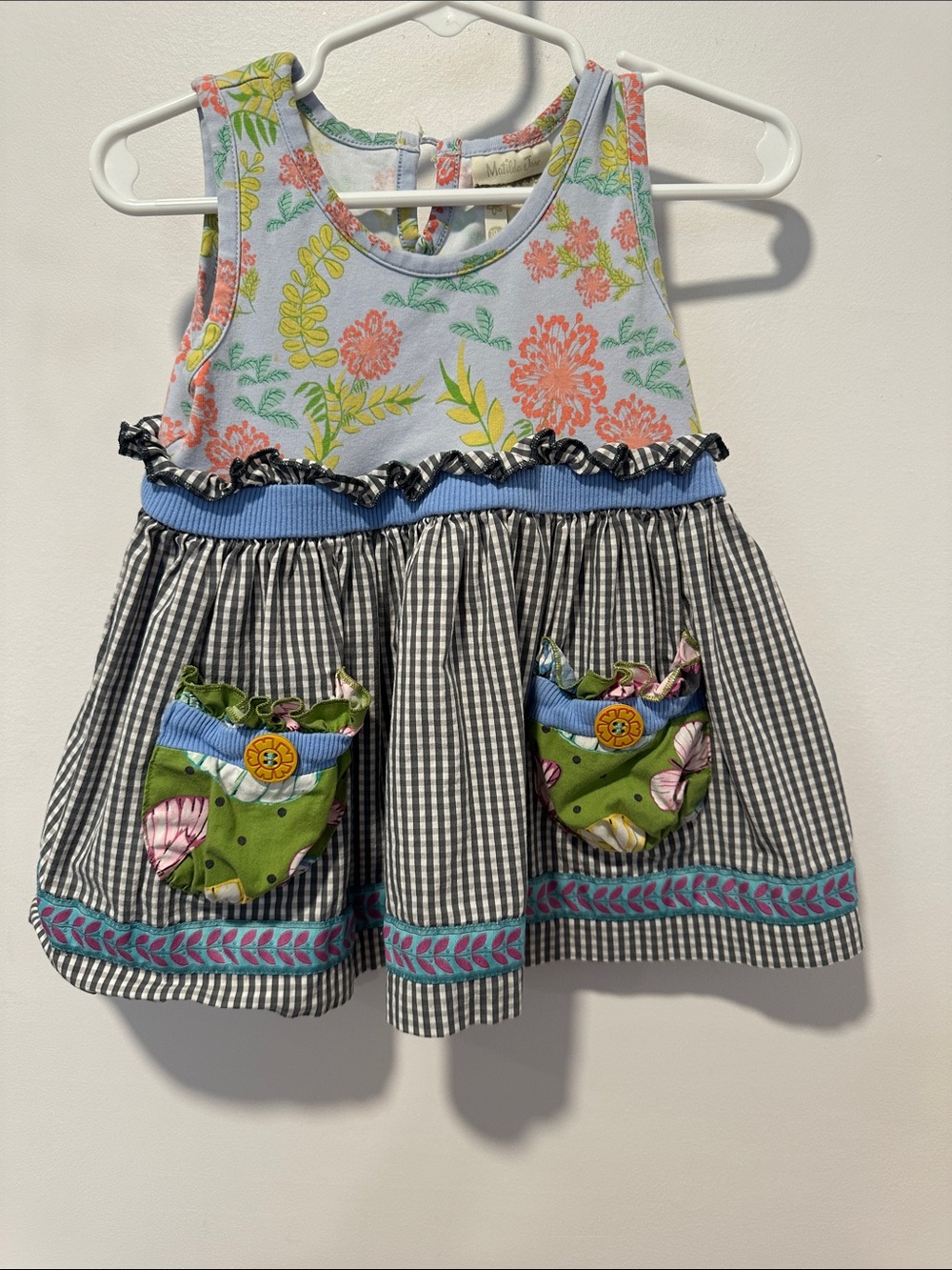 Matilda Jane Multi-Color Floral & Gingham Pocket Dress